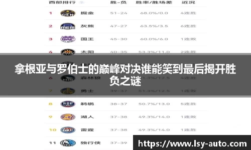 拿根亚与罗伯士的巅峰对决谁能笑到最后揭开胜负之谜